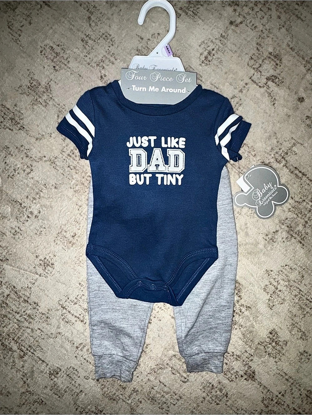 Baby Essentials Just Like Dad But Tiny Four-Piece Set Blue & Gray Baby Football